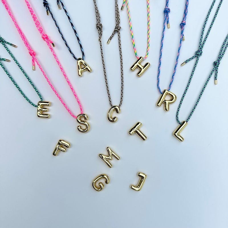 BALLOON LETTER CORD ADJUSTABLE NECKLACE BY