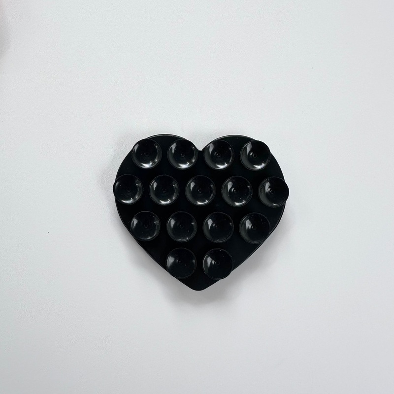 BLACK HEART DOUBLE SIDED SUCTION PAD PHONE STICKER
