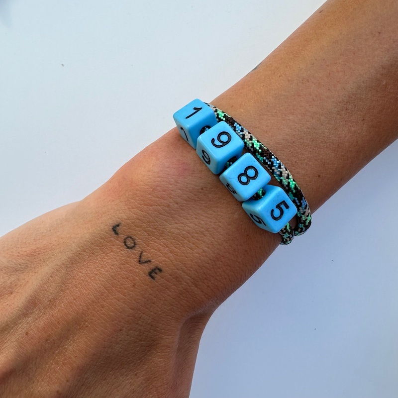 BLUE BESPOKE NUMBER ROPE BRACELET