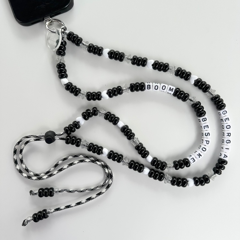 BOOMONO BLACK & WHITE ADJUSTABLE CROSSBODY PHONE STRAP