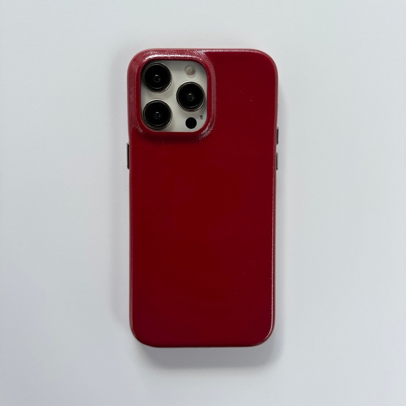 BURGUNDY COATED FAUX LEATHER IPHONE CASE