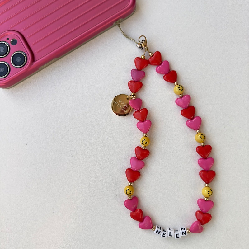 SMILEY HEART  PHONE BEADS