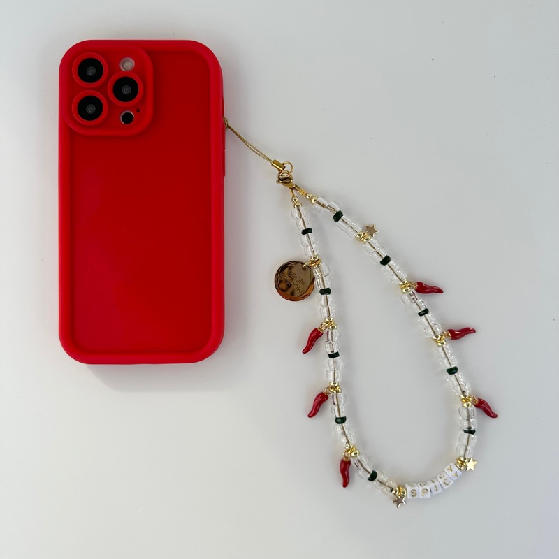 SPICY CHILLI CRYSTAL  PHONE BEADS