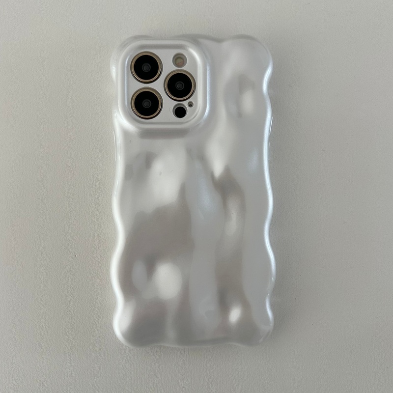 WHITE PEARL 3D WAVE IPHONE CASE