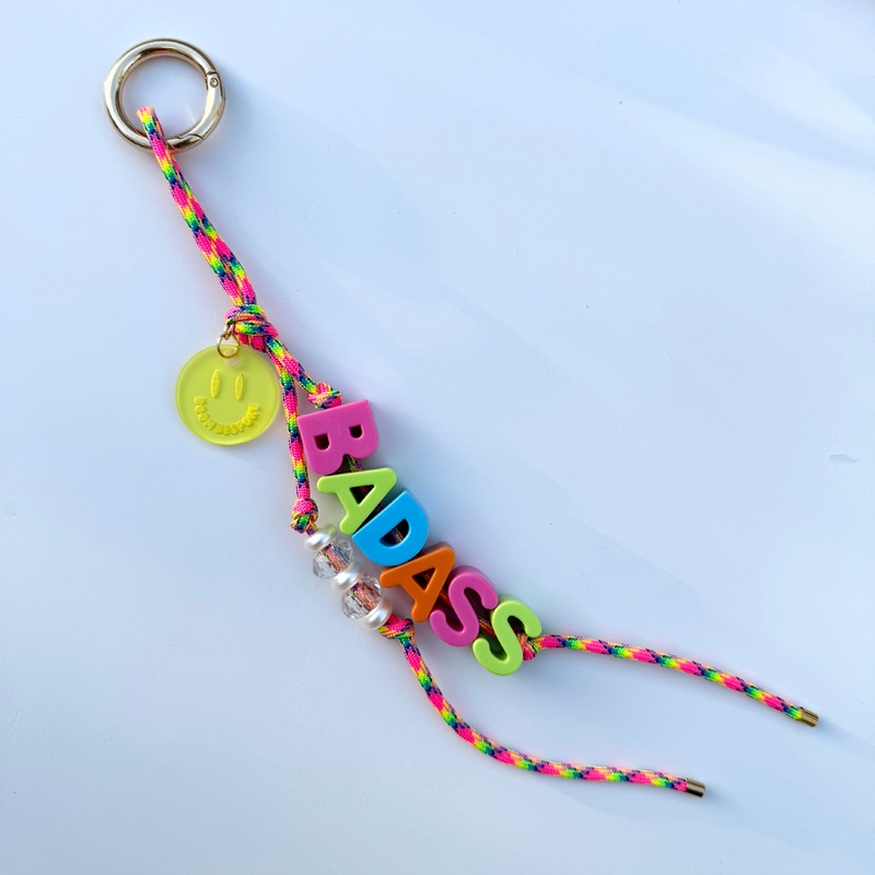 BADASS LARGE BRIGHT CORD CRYSTAL BEADED BAG CHARM / KEYRING BY BOOMBESPOKE