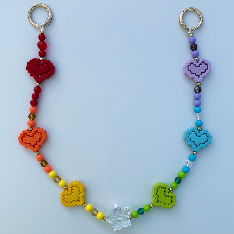 BOOMBOW HEART RAINBOW CRYSTAL L BAG CHARM / KEYRING BY BOOMBESPOKE