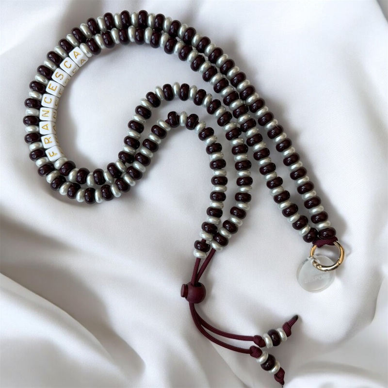BURGUNDY BERRY PEARLS ADJUSTABLE CROSSBODY PHONE STRAP