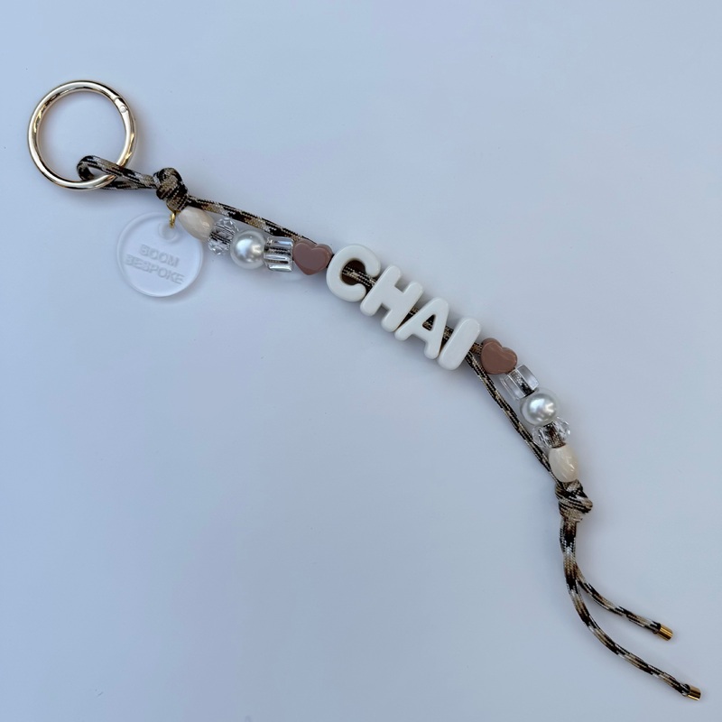 CHAI LARGE CORD CRYSTAL BEADED BAG CHARM / KEYRING BY BOOMBESPOKE