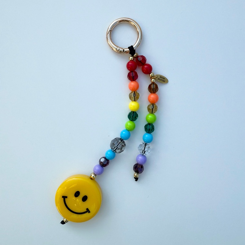 SILE RAINBOW CRYSTAL SMILEY BAG CHARM / KEYRING BY BOOMBESPOKE