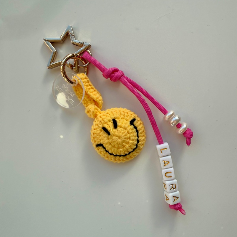 SMILE CROCHET SMILEY  BAG CHARM