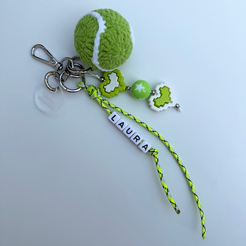 TENNIS CROCHET & BEADED BAG CHARM BY