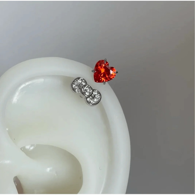 Stainless Steel Kitty Bow Helix Earring