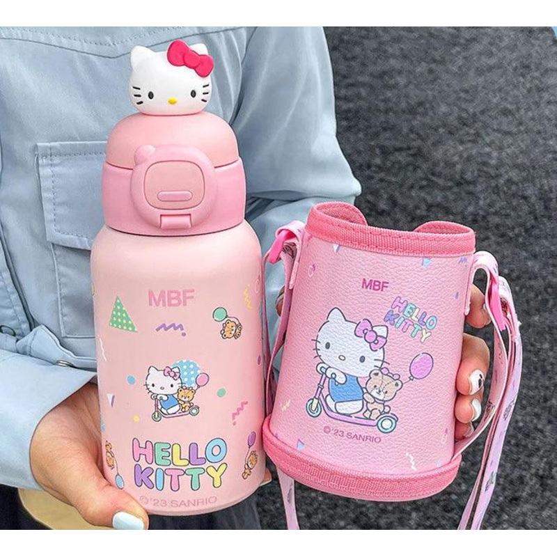 Sanrio Steel Thermos with PU Leather Cover and Strap