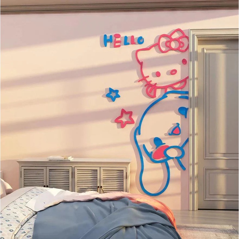 Cinnamoroll & Hello Kitty Wall 3D Acrylic Stickers
