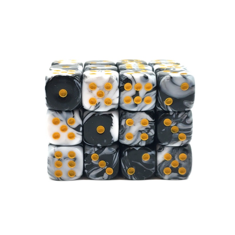 D6 36ct 12mm – Vorpal – Black & White w/ Gold