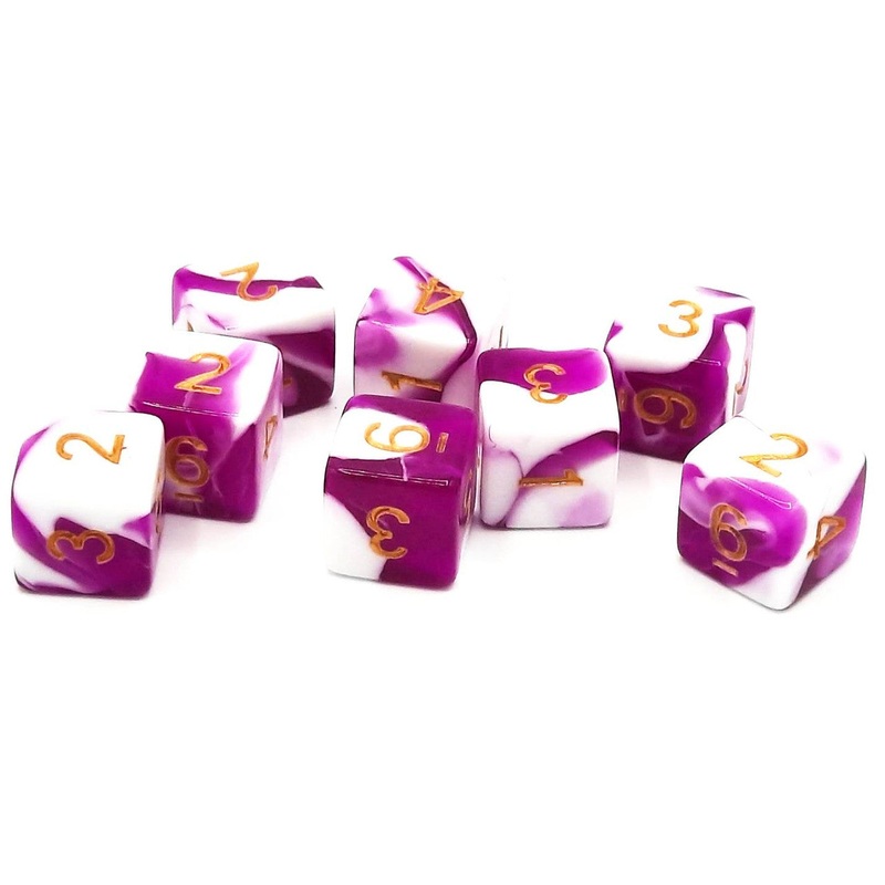 D6 Dice Set: Vorpal – Purple & White w/ Gold