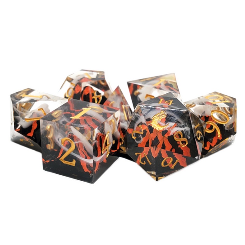 Sharp Edged 7-Piece Dice Set – Lava Flow Red