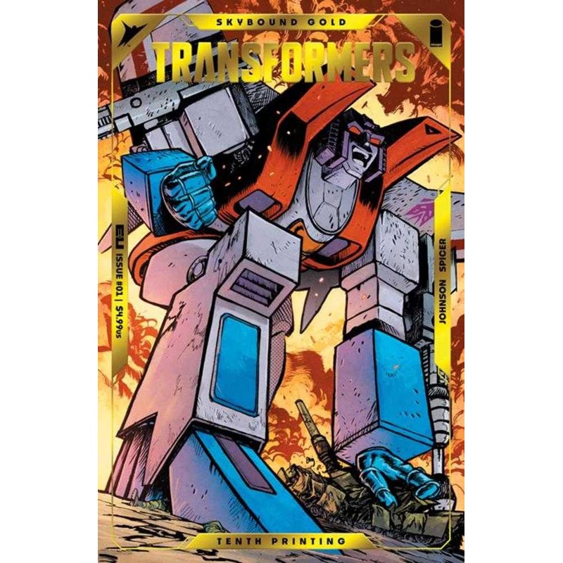 Transformers #1 Tenth Printing Cover B Daniel Warren Johnson & Mike Spicer Starscream Gold Foil Emboss Variant